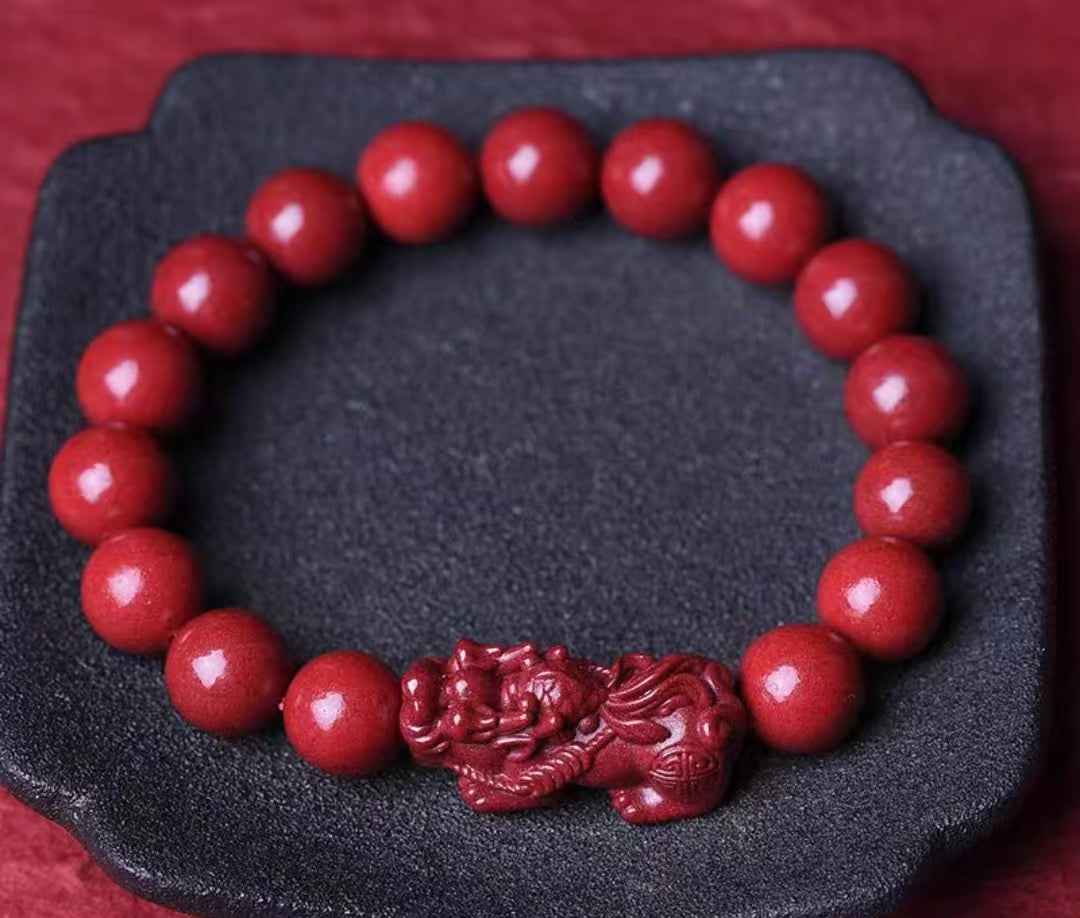 Purple-Gold Cinnabar Pi Xiu Bracelet – Wealth Guardian & Spiritual Elegance